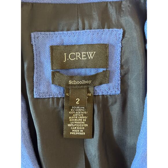 J.Crew Schoolboy Blazer Jacket Size 2 Blue Lined Office Preppy Academia Coastal - Picture 4 of 9